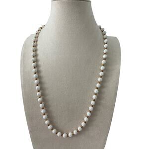 white bead necklace
